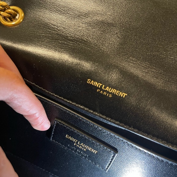 YSL Saint Laurent Black Suede Kate Bag w/ Glitter Heart Fireworks Print - Picture 9 of 12